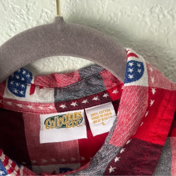 Vintage Top Women's Large Plaid American Flag Heart Button Down Grancmacore 90s - Picture 6 of 7